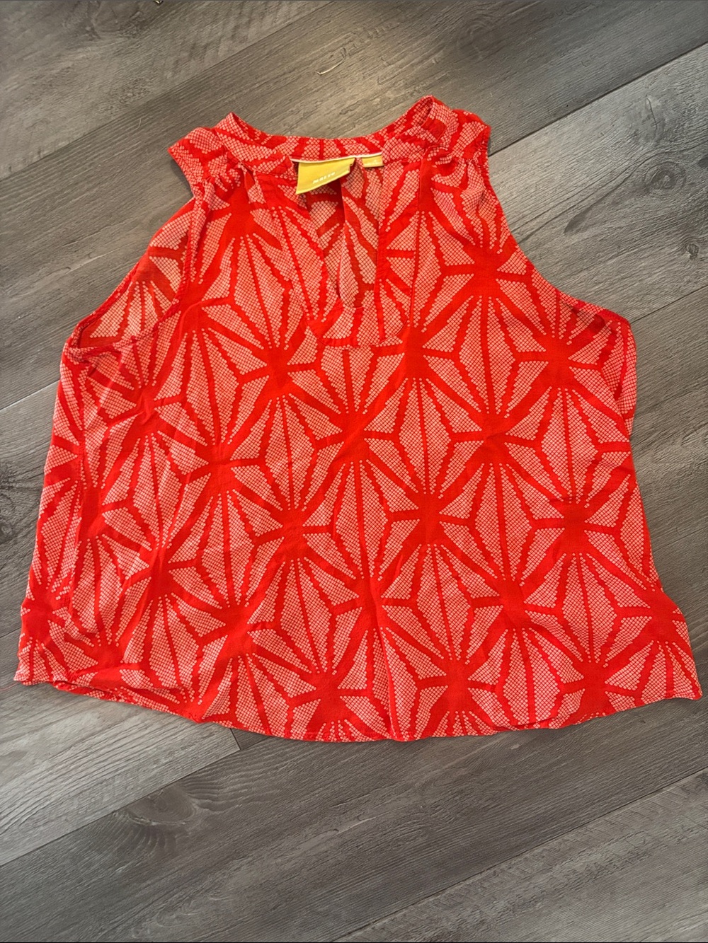 Maeve Anthropologie Enna Tank Red Geometric Print - Like New, size 6